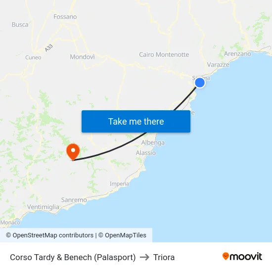 Corso Tardy & Benech (Palasport) to Triora map