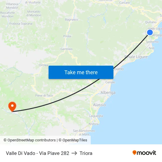 Valle Di Vado - Via Piave 282 to Triora map