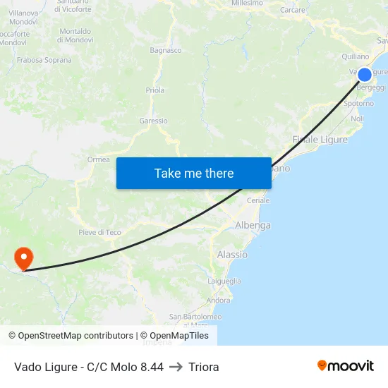 Vado Ligure - C/C Molo 8.44 to Triora map