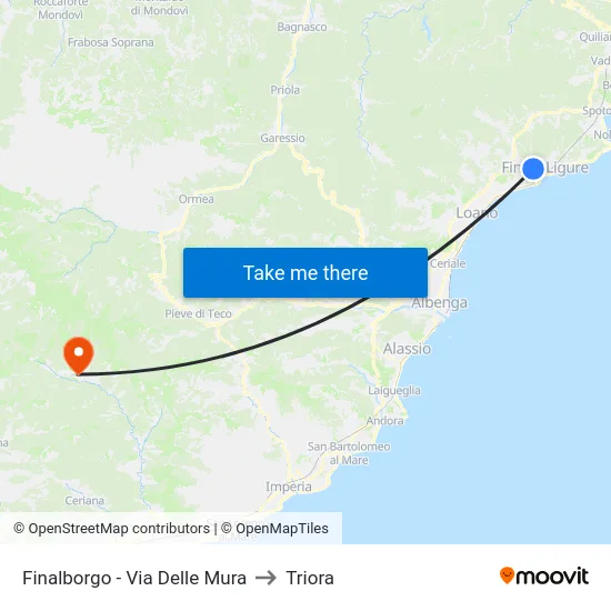 Finalborgo - Via Delle Mura to Triora map