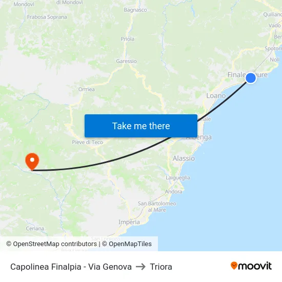 Capolinea Finalpia - Via Genova to Triora map