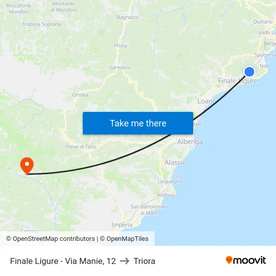 Finale Ligure - Via Manie, 12 to Triora map