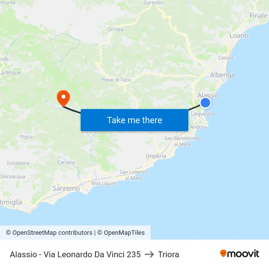 Alassio - Via Leonardo Da Vinci 235 to Triora map