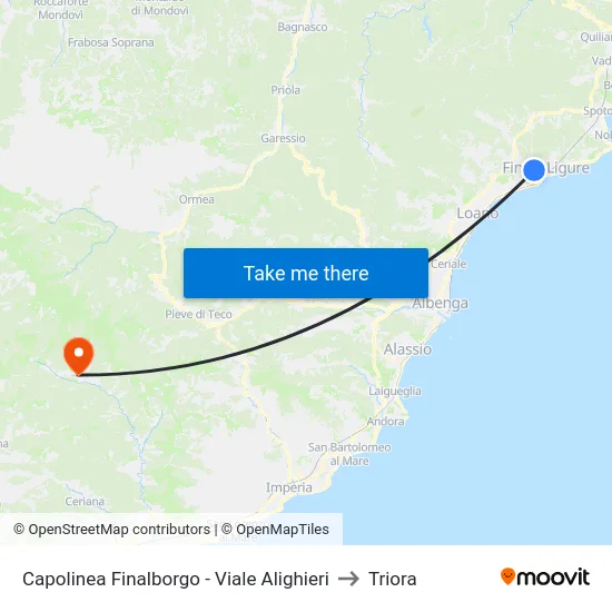 Capolinea Finalborgo - Viale Alighieri to Triora map