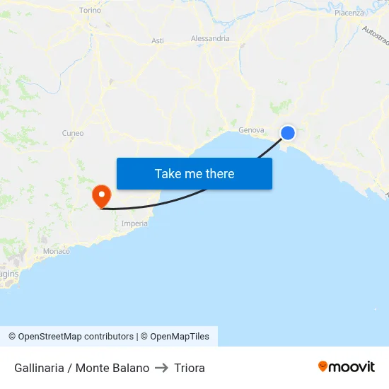 Gallinaria / Monte Balano to Triora map