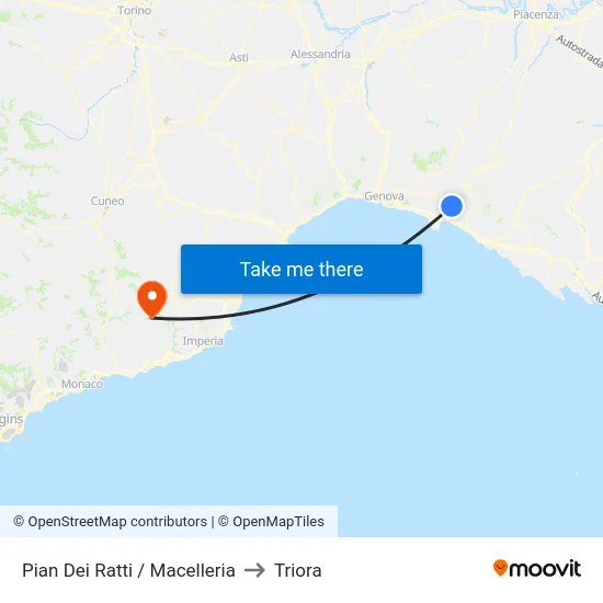 Pian Dei Ratti / Macelleria to Triora map