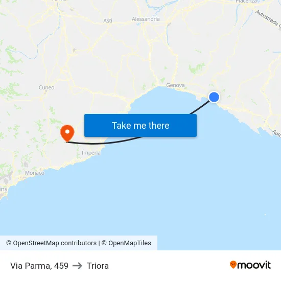 Via Parma, 459 to Triora map