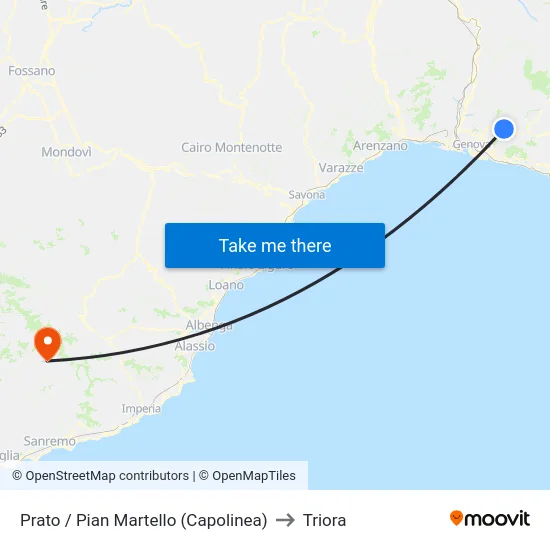 Prato / Pian Martello (Capolinea) to Triora map
