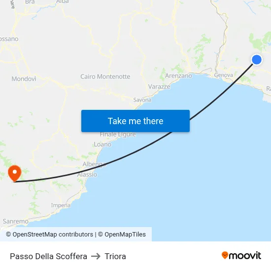 Passo Della Scoffera to Triora map