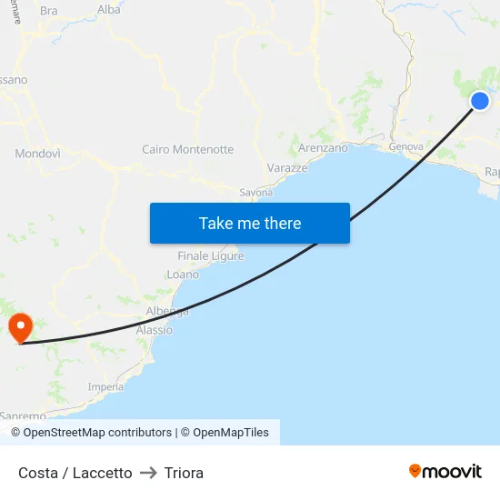 Costa / Laccetto to Triora map