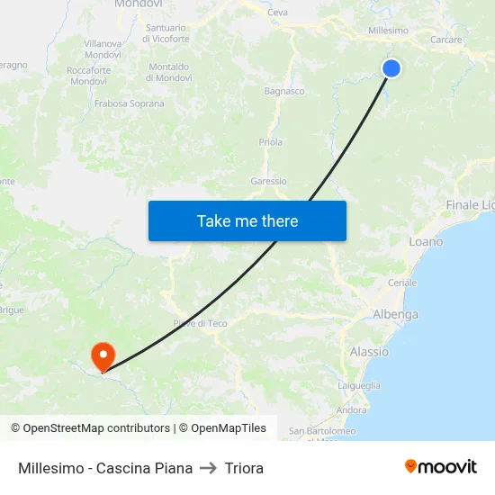 Millesimo - Cascina Piana to Triora map