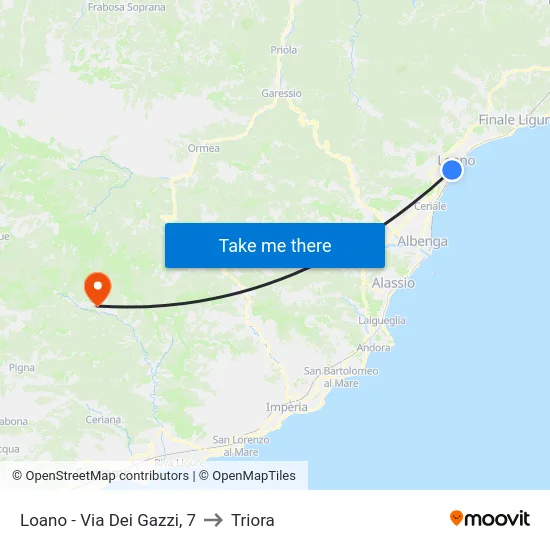 Loano - Via Dei Gazzi, 7 to Triora map