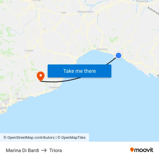 Marina Di Bardi to Triora map