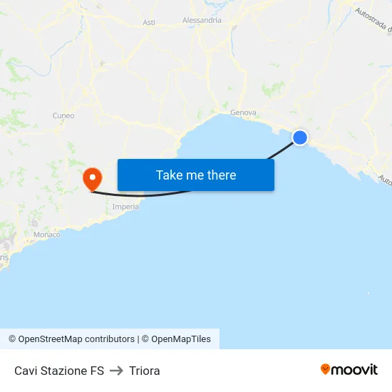 Cavi Stazione FS to Triora map