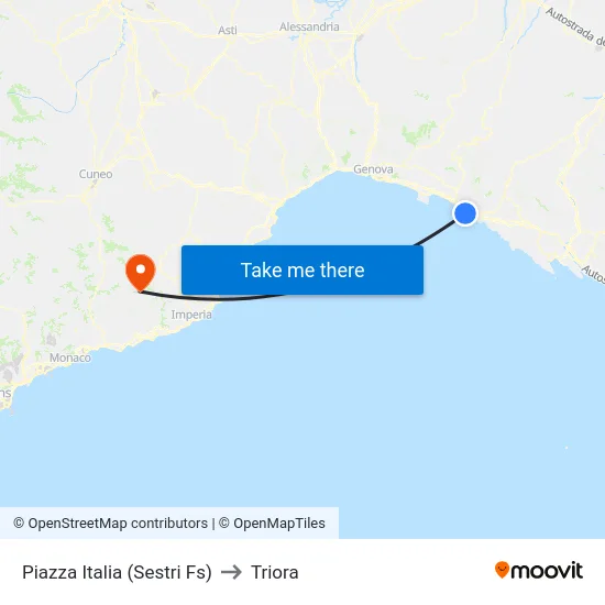 Piazza Italia (Sestri Fs) to Triora map