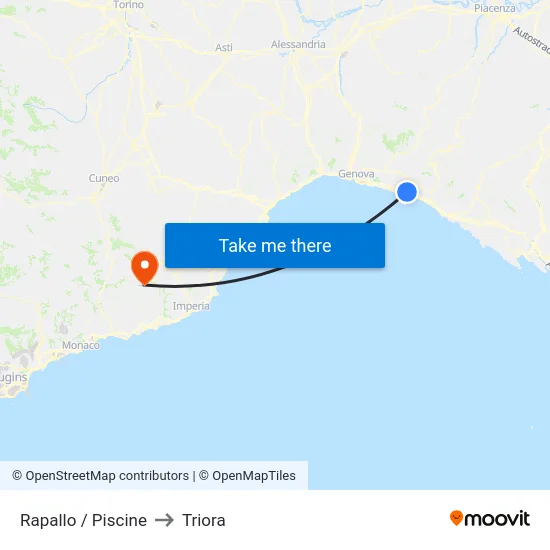 Rapallo / Piscine to Triora map