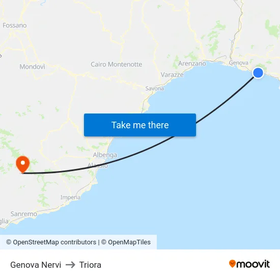 Genova Nervi to Triora map