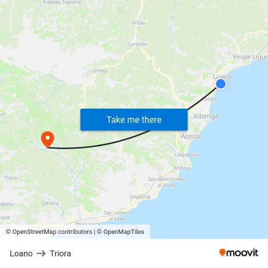 Loano to Triora map