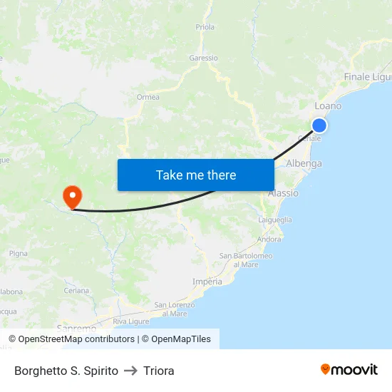 Borghetto S. Spirito to Triora map