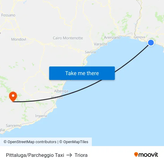 Pittaluga/Parcheggio Taxi to Triora map