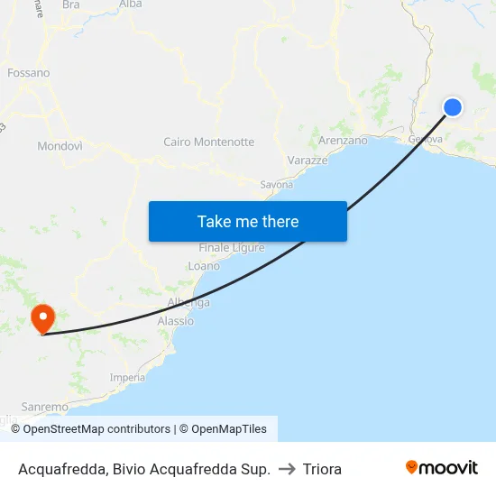 Acquafredda, Bivio Acquafredda Sup. to Triora map