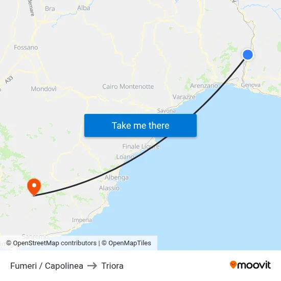Fumeri / Capolinea to Triora map