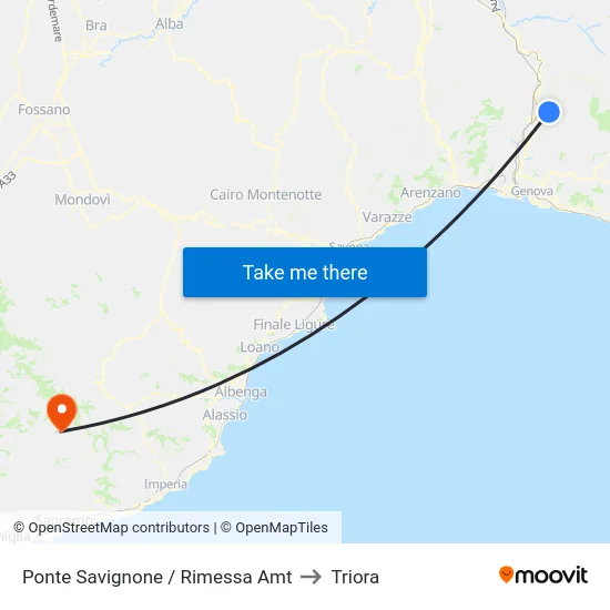 Ponte Savignone / Rimessa Amt to Triora map