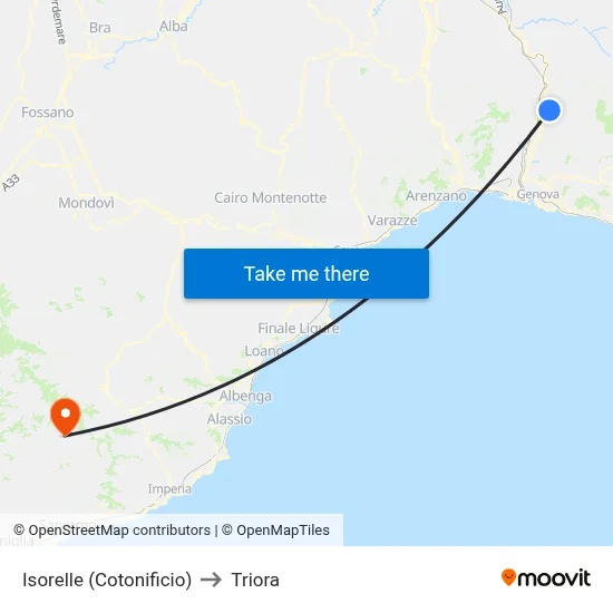 Isorelle (Cotonificio) to Triora map