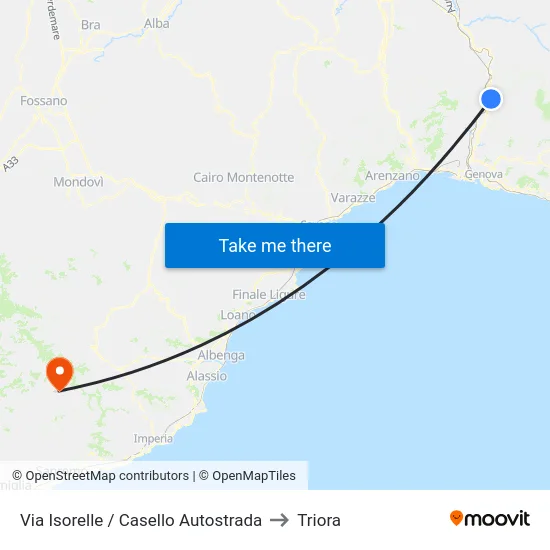 Via Isorelle / Casello Autostrada to Triora map