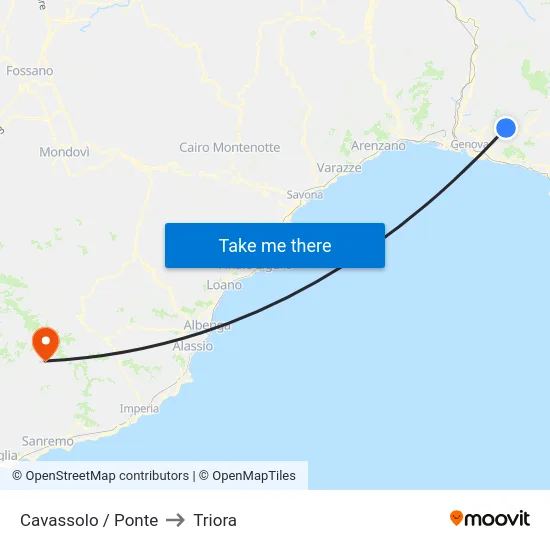 Cavassolo / Ponte to Triora map