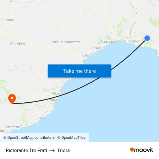 Ristorante Tre Frati to Triora map