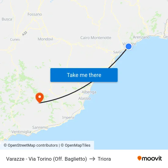 Varazze - Via Torino (Off. Baglietto) to Triora map