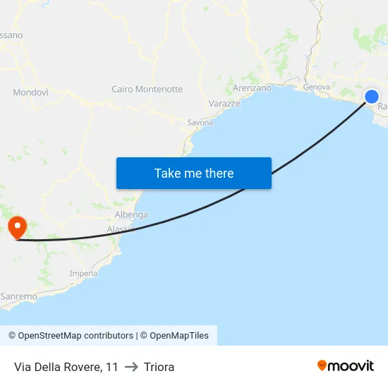 Via Della Rovere, 11 to Triora map