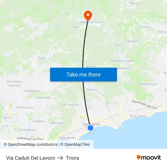 Via Caduti Del Lavoro to Triora map