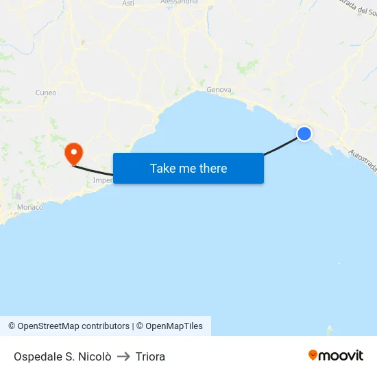 Ospedale S. Nicolò to Triora map