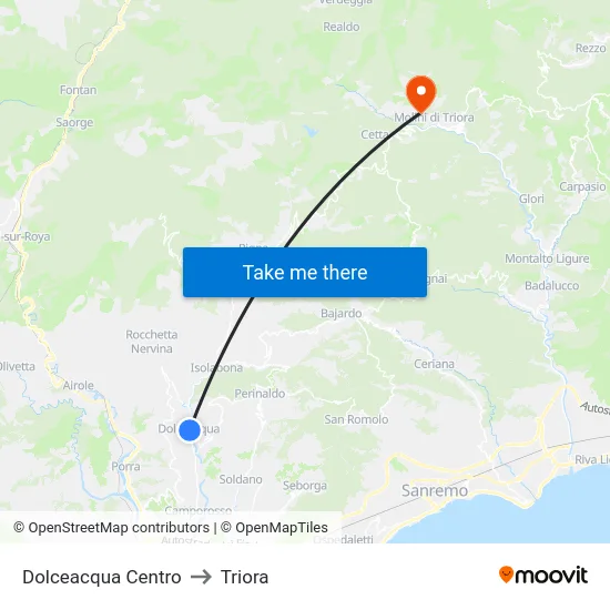 Dolceacqua Centro to Triora map