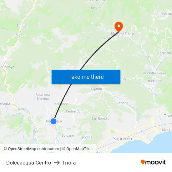 Dolceacqua Centro to Triora map