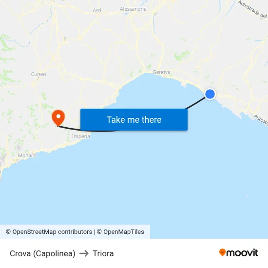 Crova (Capolinea) to Triora map