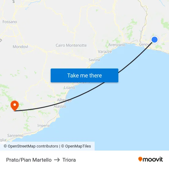 Prato/Pian Martello to Triora map