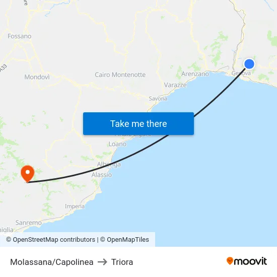 Molassana/Capolinea to Triora map