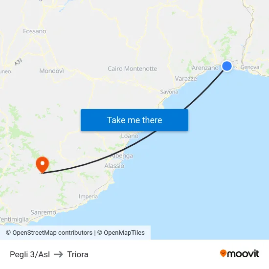 Pegli 3/Asl to Triora map
