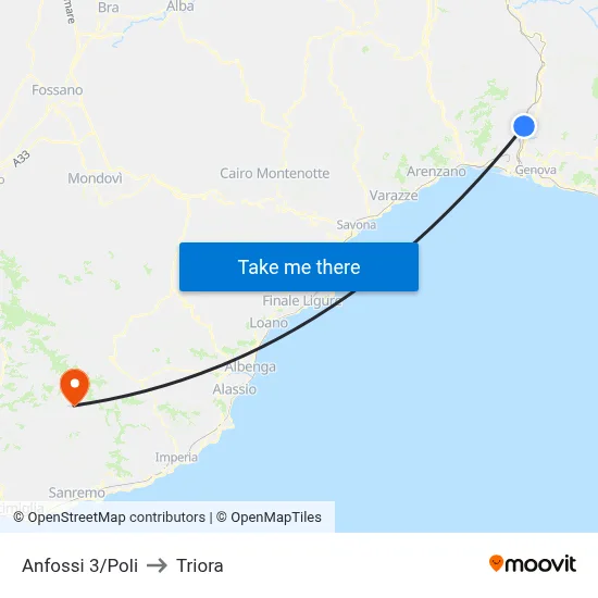 Anfossi 3/Poli to Triora map