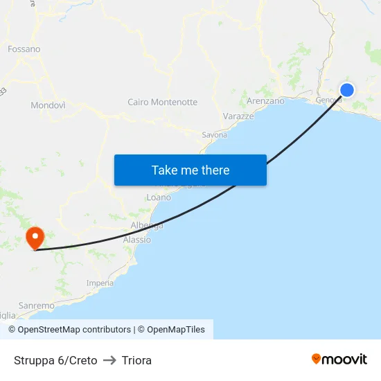 Struppa 6/Creto to Triora map