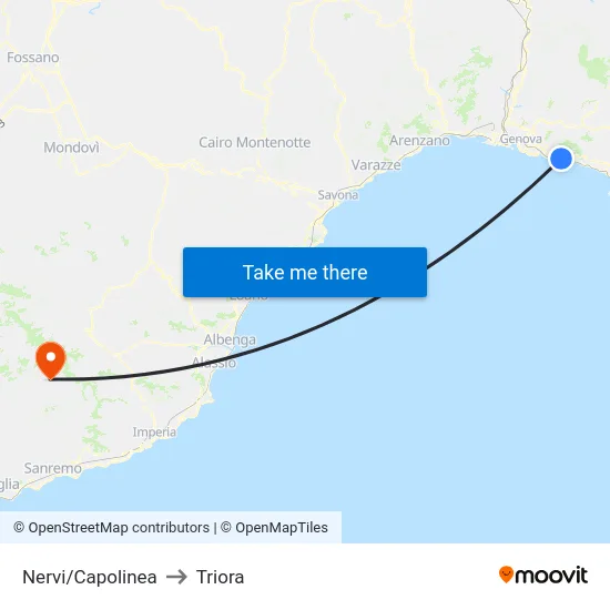 Nervi/Capolinea to Triora map