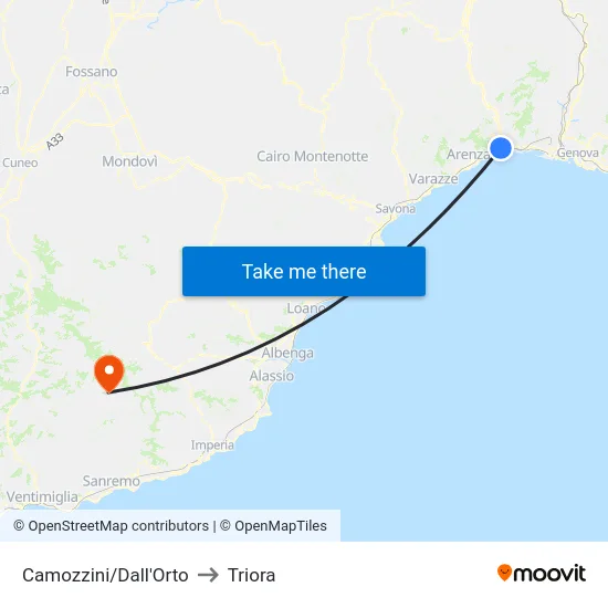 Camozzini/Dall'Orto to Triora map