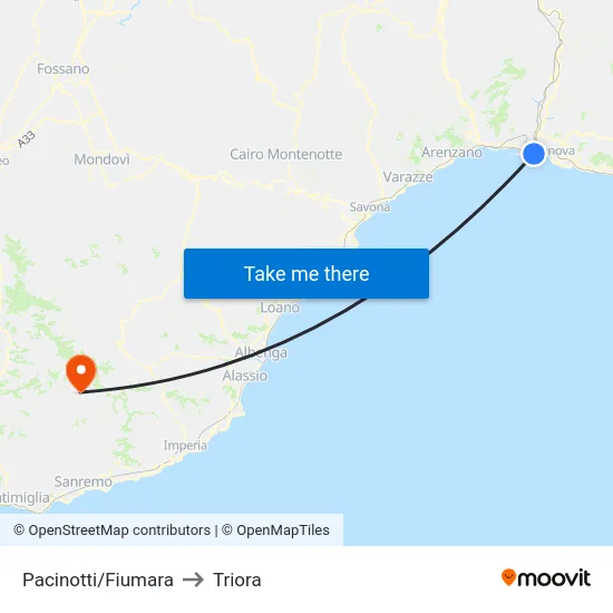 Pacinotti/Fiumara to Triora map