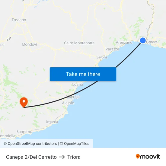 Canepa 2/Del Carretto to Triora map