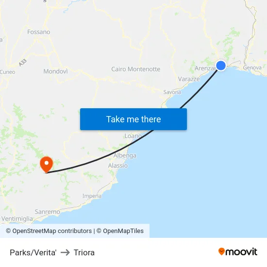 Parks/Verita' to Triora map
