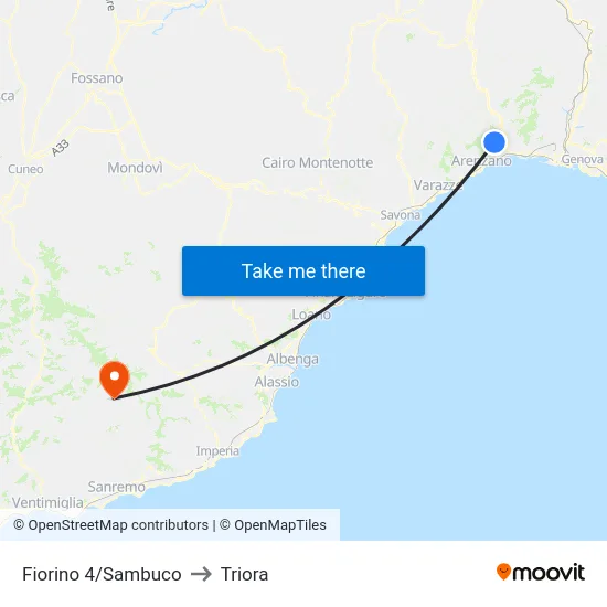 Fiorino 4/Sambuco to Triora map