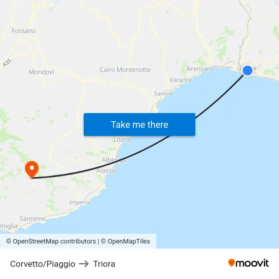 Corvetto/Piaggio to Triora map